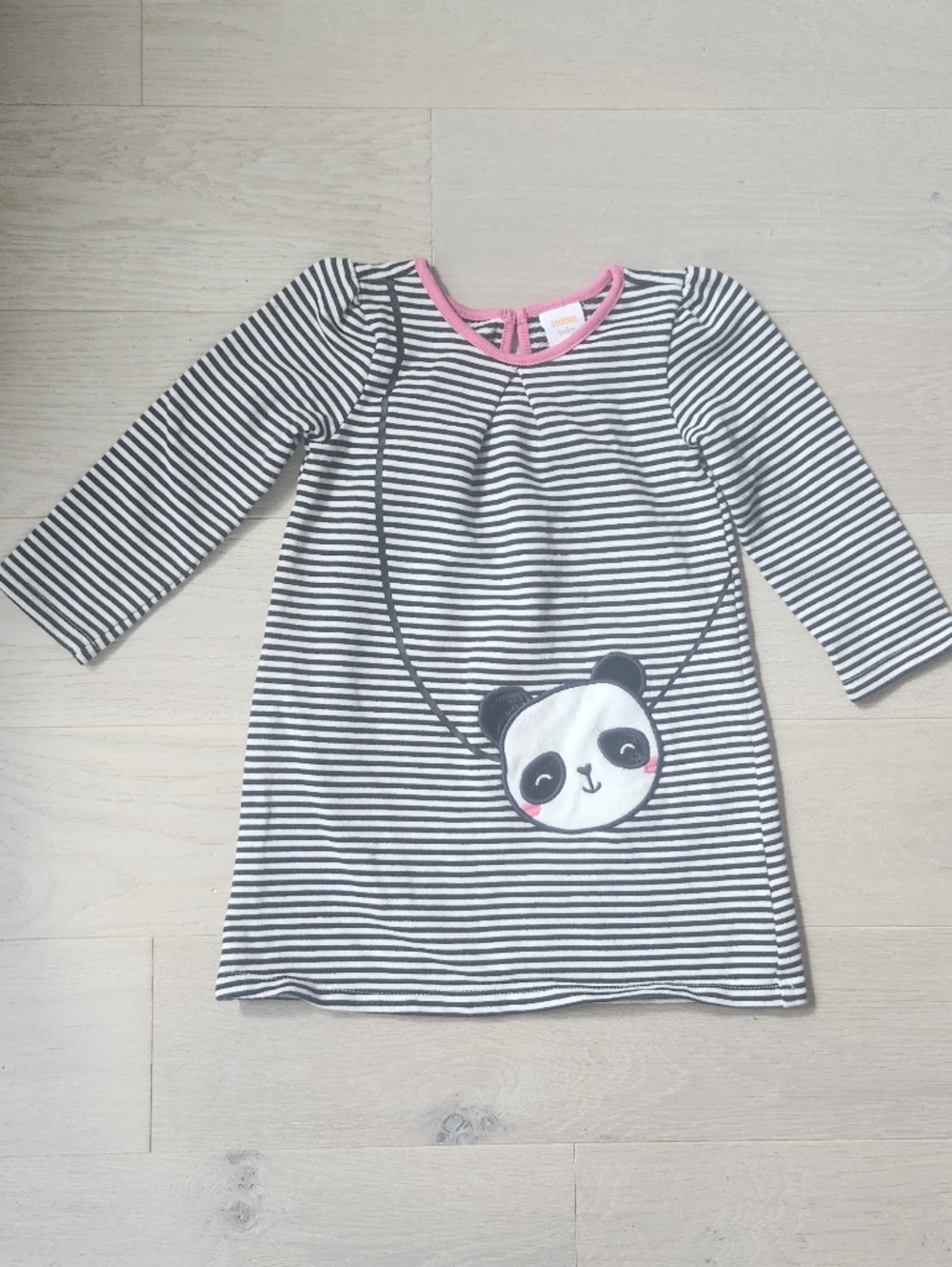 Gymboree Black White Panda Long Sleeve Dress 6-12 Months